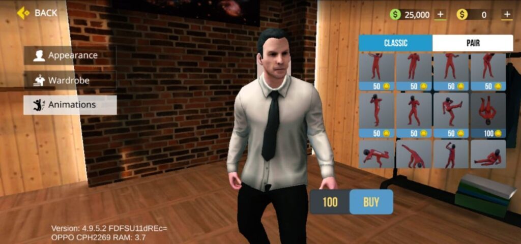 Character customization interface in game