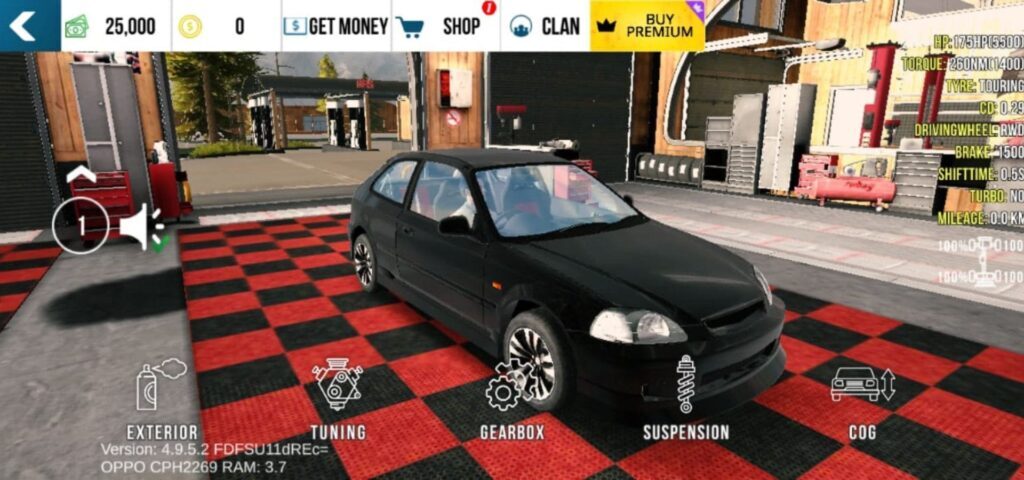 Black car on red floor in a car multiplayer game
